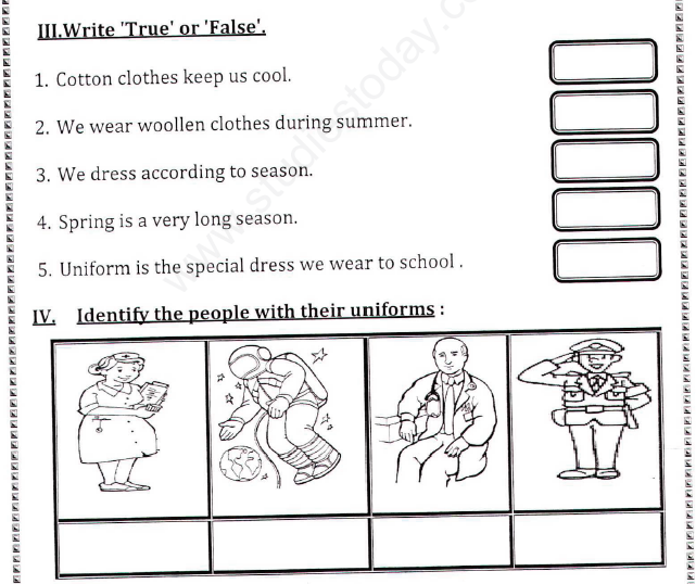 cbse-class-1-evs-clothes-assignment